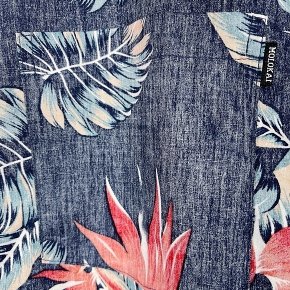 Molokai Surf Co Reverse Print Tropical Multicolored Short Sleeve Shirt 2XL - Picture 5 of 15